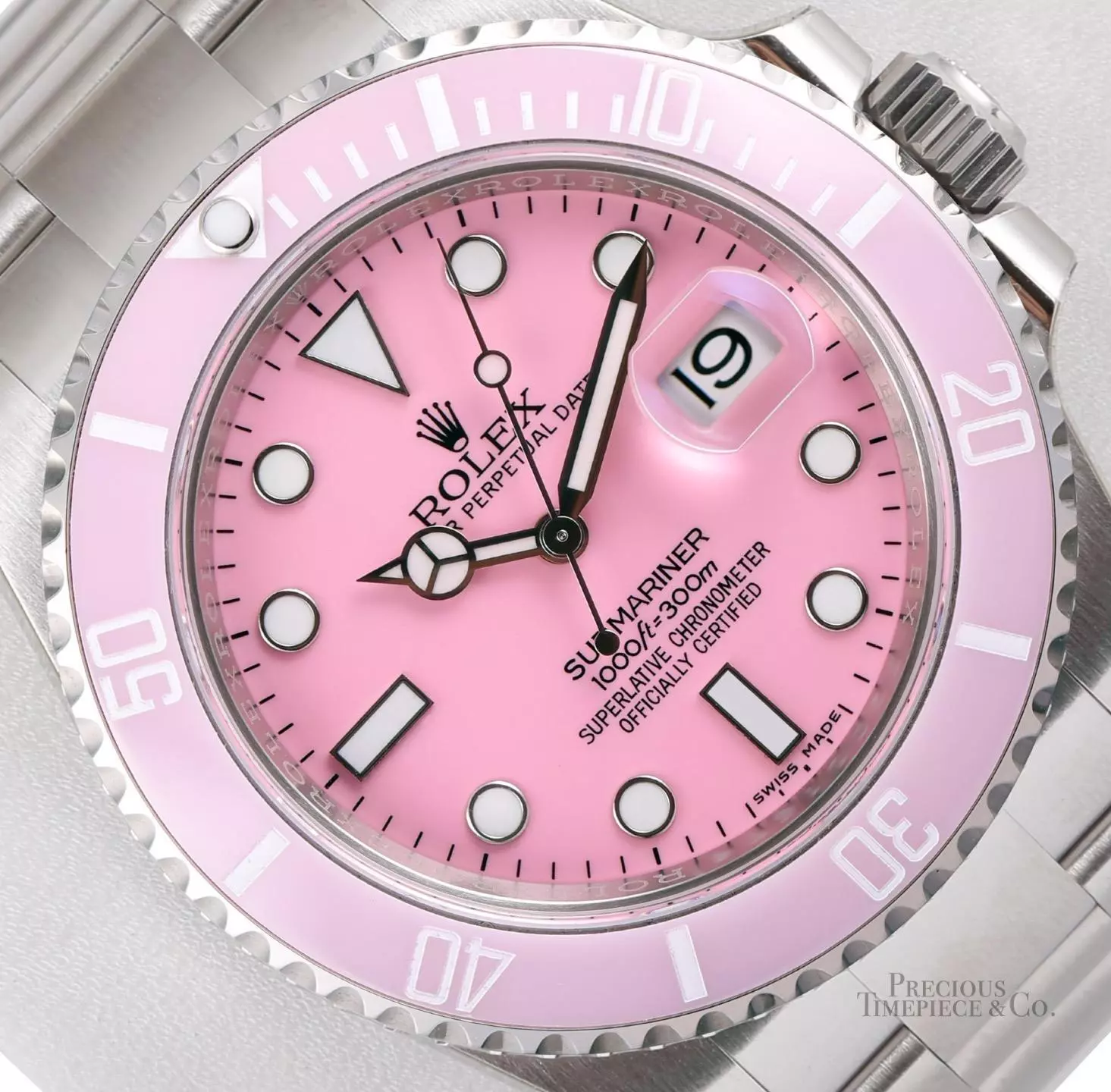 Rolex Submariner 116610 Date Steel 40mm-Custom Pink Ceramic Bezel & Pink Dial - Image 2