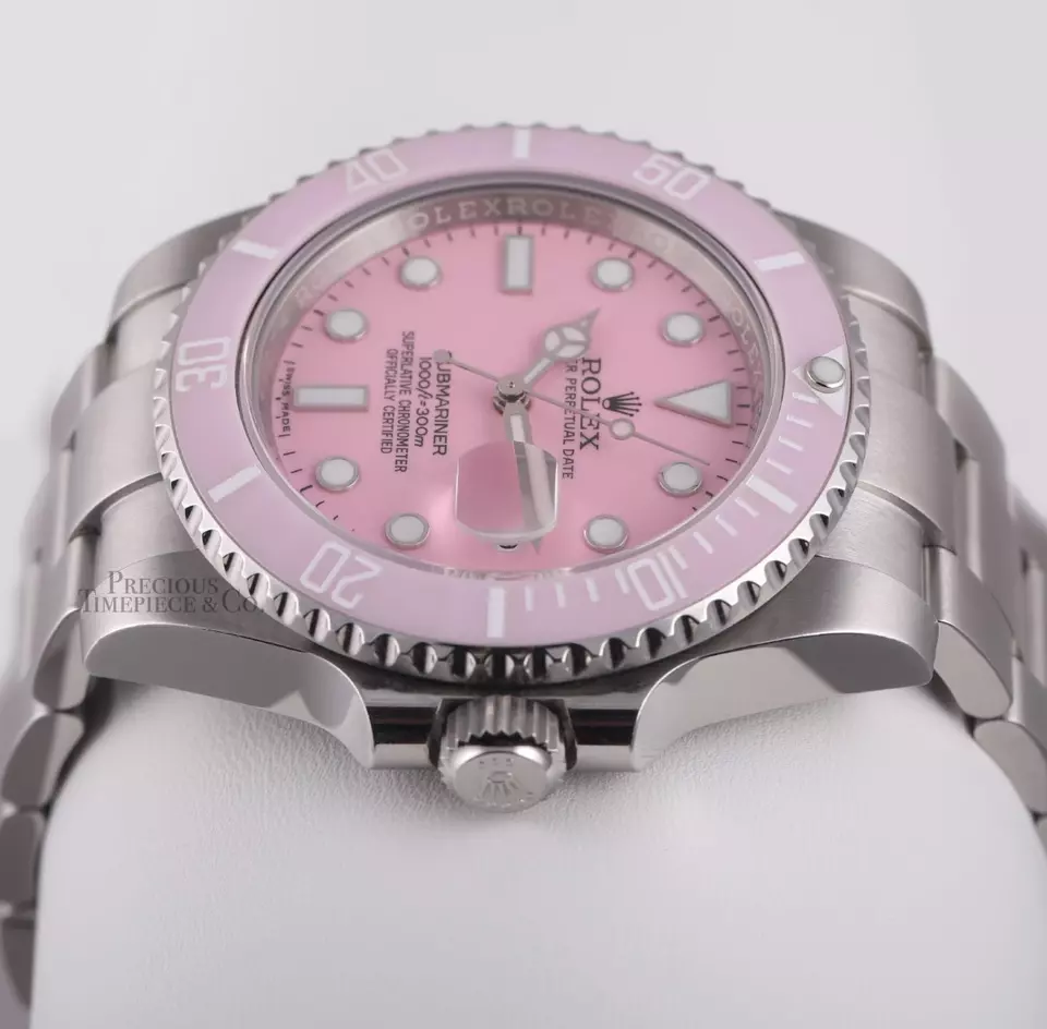 Rolex Submariner 116610 Date Steel 40mm-Custom Pink Ceramic Bezel & Pink Dial - Image 4