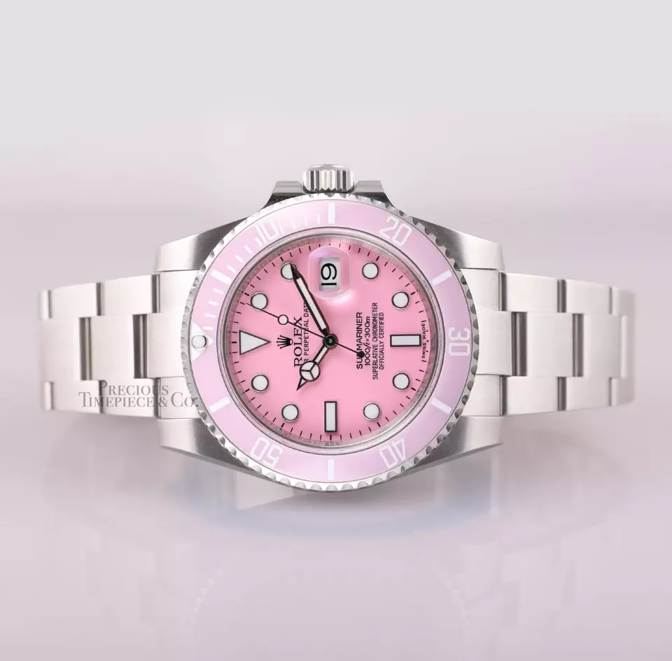 Rolex Submariner 116610 Date Steel 40mm-Custom Pink Ceramic Bezel & Pink Dial - Image 5