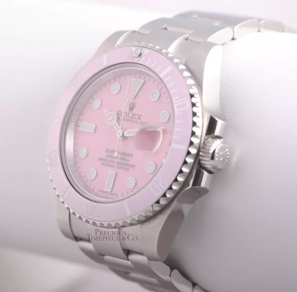 Rolex Submariner 116610 Date Steel 40mm-Custom Pink Ceramic Bezel & Pink Dial - Image 6