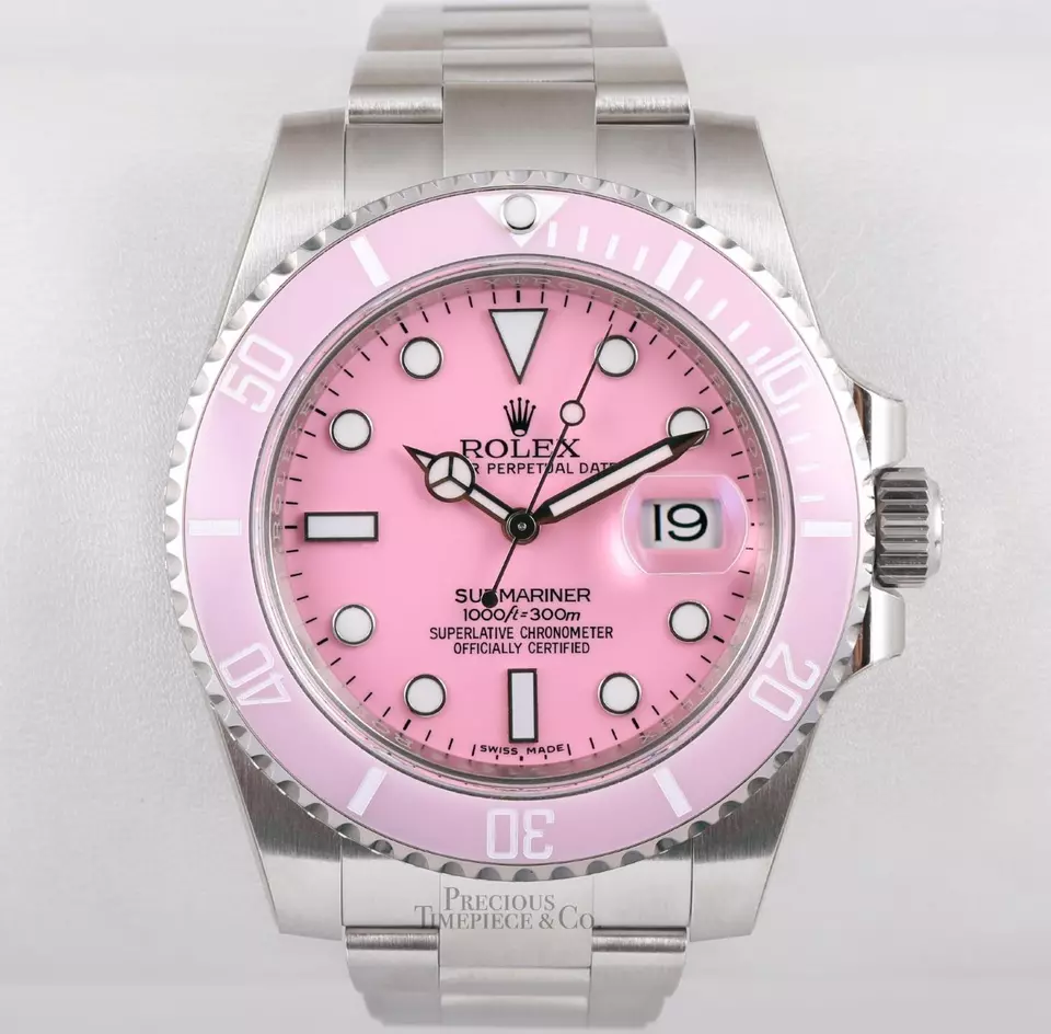 Rolex Submariner 116610 Date Steel 40mm-Custom Pink Ceramic Bezel & Pink Dial - Image 7