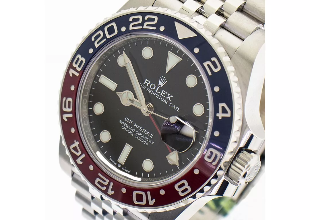 Rolex GMT-Master II 40mm Stainless Steel Black Dial Pepsi Red Blue Bezel 126710 - Image 2