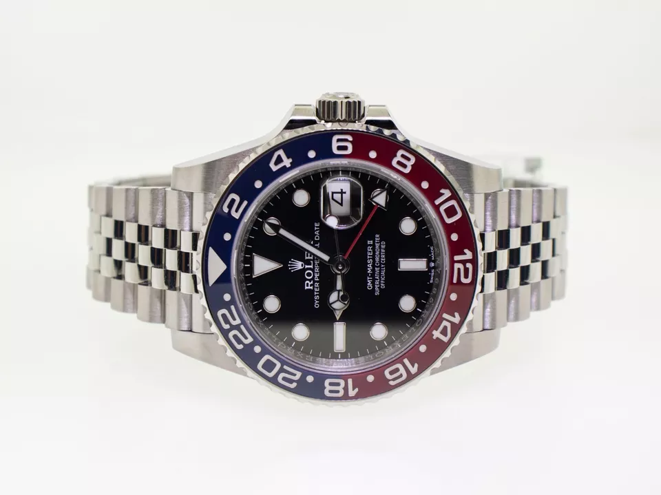 Rolex GMT-Master II 40mm Stainless Steel Black Dial Pepsi Red Blue Bezel 126710 - Image 3