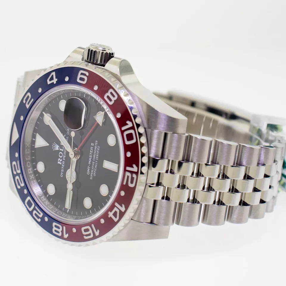 Rolex GMT-Master II 40mm Stainless Steel Black Dial Pepsi Red Blue Bezel 126710 - Image 4