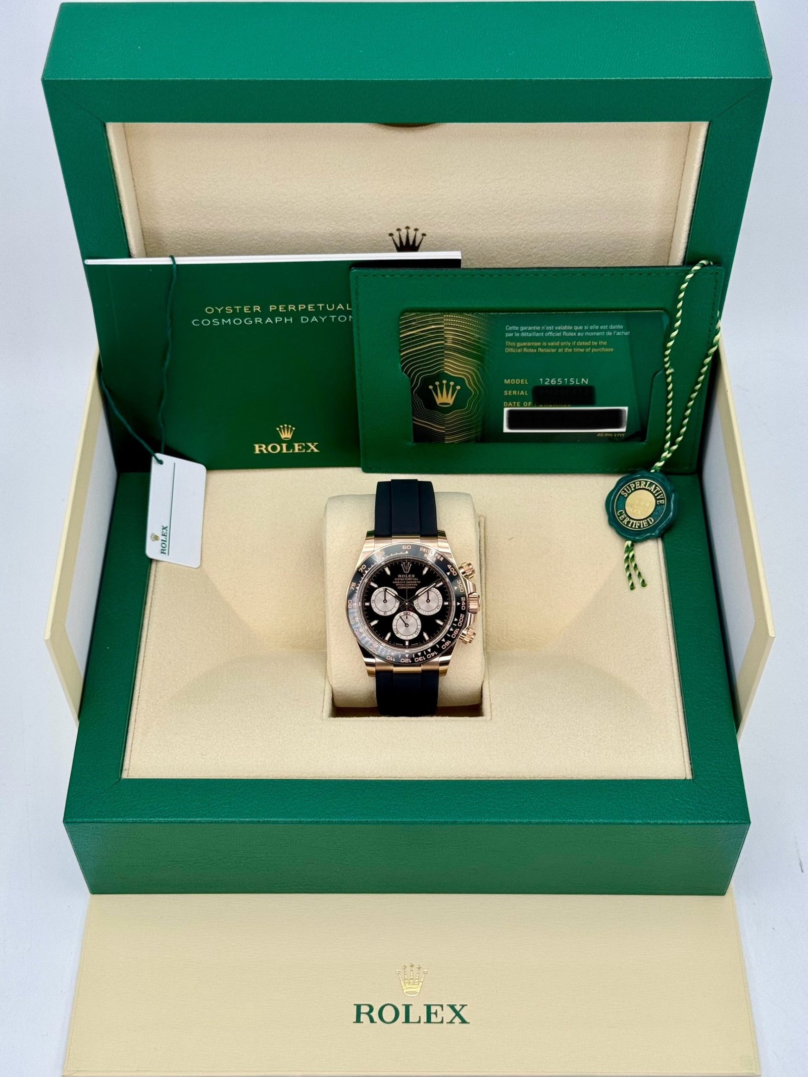 2025 Rolex Daytona 40mm 126515LN Rose Gold Oysterflex Black Dial (Unworn) - Image 11
