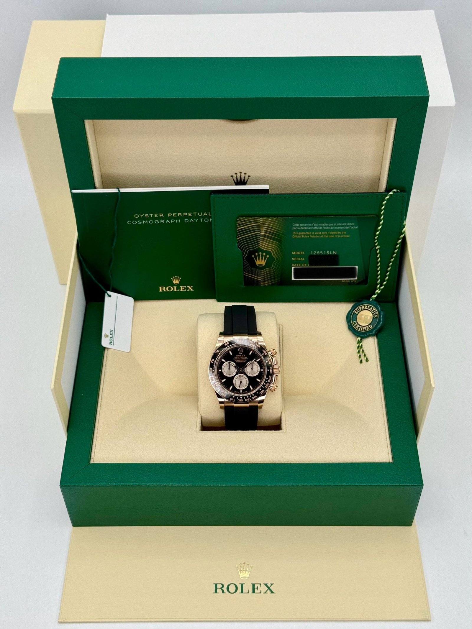 2025 Rolex Daytona 40mm 126515LN Rose Gold Oysterflex Black Dial (Unworn) - Image 12