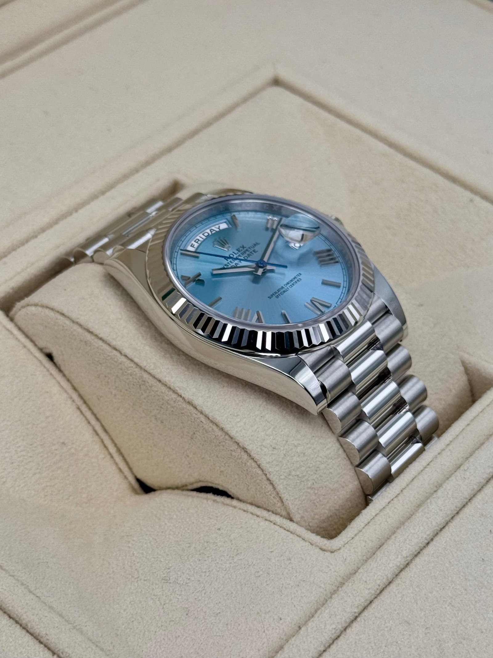 2024 Rolex Day-Date Platinum 40mm 228236 Ice-Blue Roman Dial (Unworn) - Image 6