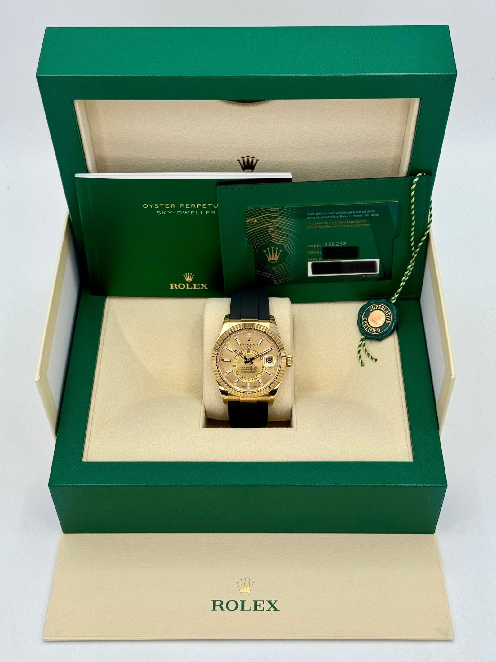 2024 Rolex Sky-Dweller 42mm 336238 Yellow Gold Oysterflex Champagne Dial - Image 11