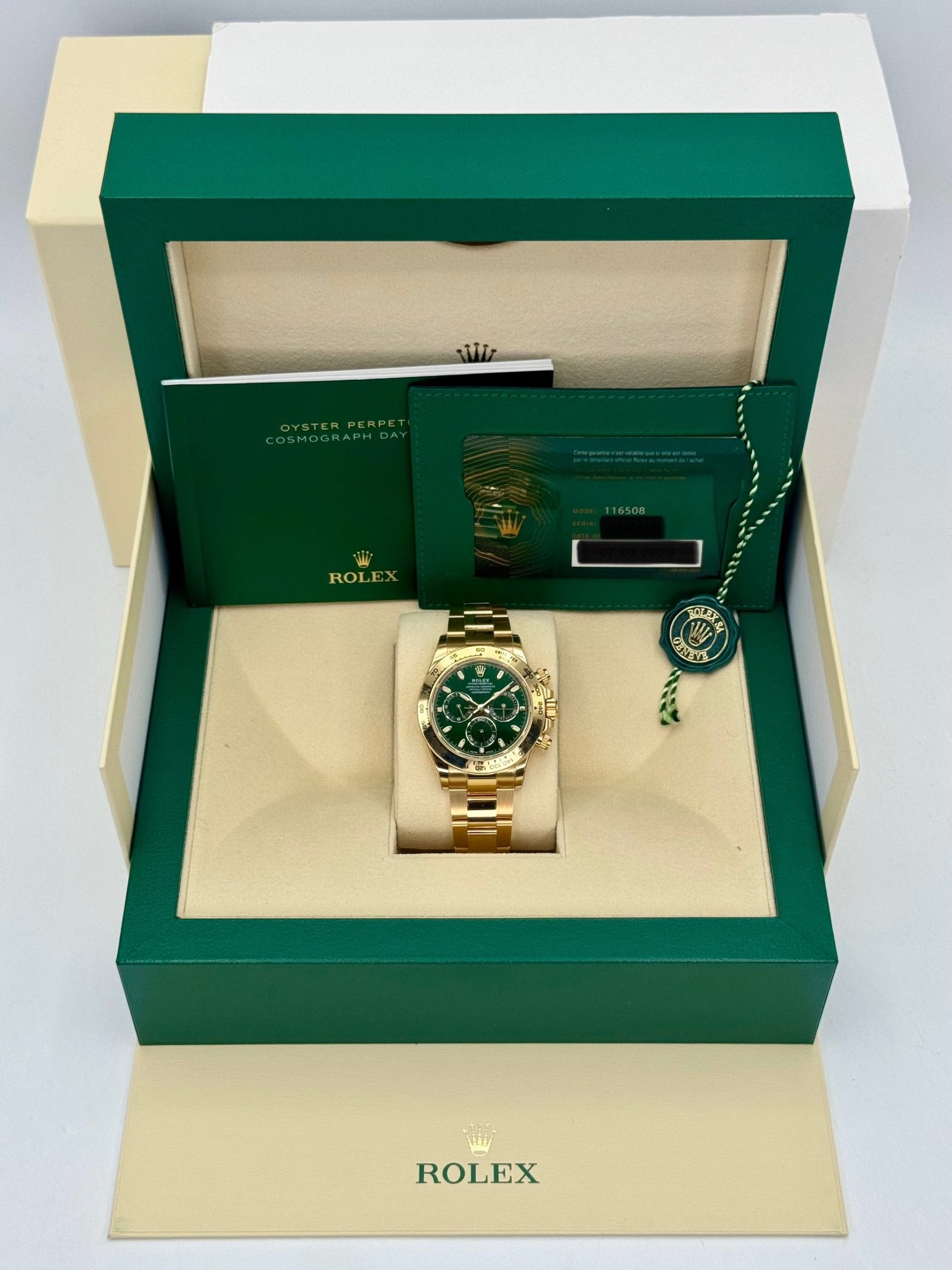 2023 Rolex Daytona “John Mayer” 40mm 116508 Yellow Gold Green Dial - Image 3
