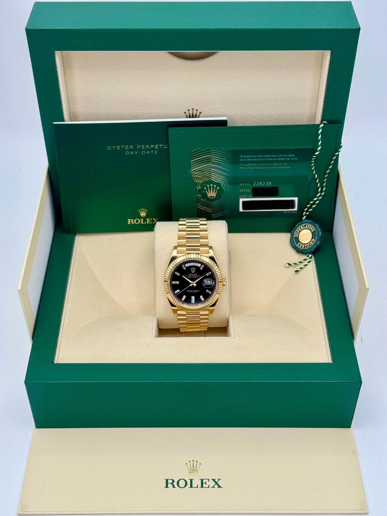 2023 Rolex Day-Date 40mm 228238 Black Diamond Baguette Dial - Image 11