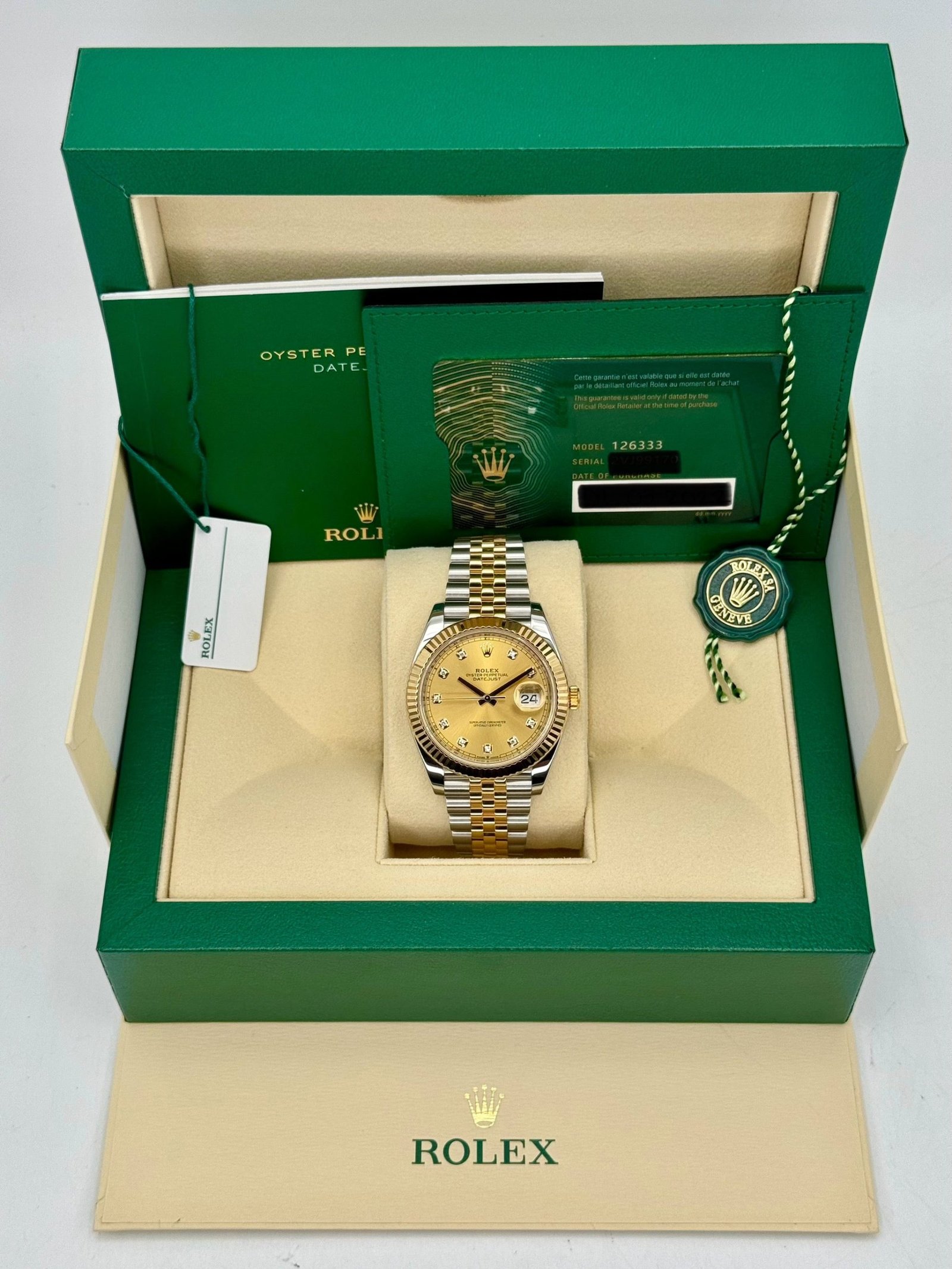 2022 Rolex Datejust 41mm 126333 Jubilee Champagne Diamond Dial - Image 11