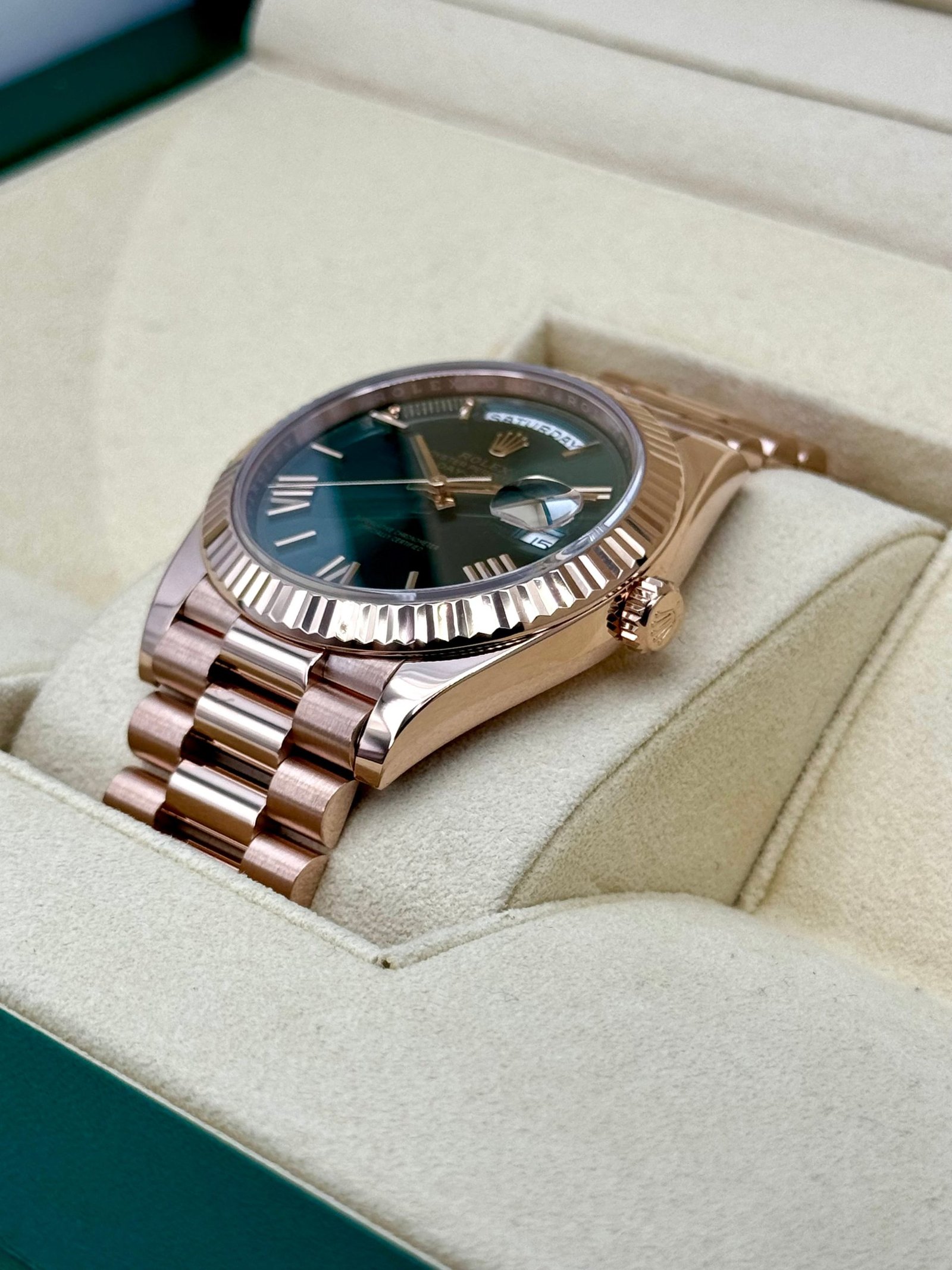 2019 Rolex Day-Date 40mm 228235 Presidential Rose Gold Olive Dial - Image 5