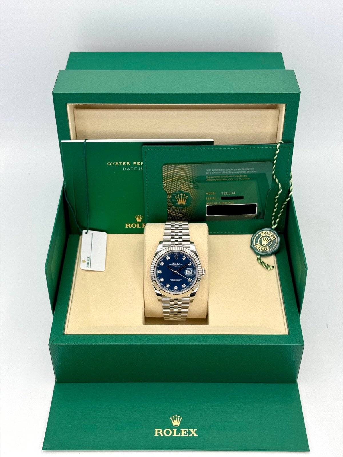 2025 Rolex Datejust 41mm 126334 Stainless Steel Jubilee Blue Diamond Dial (Unworn) - Image 7