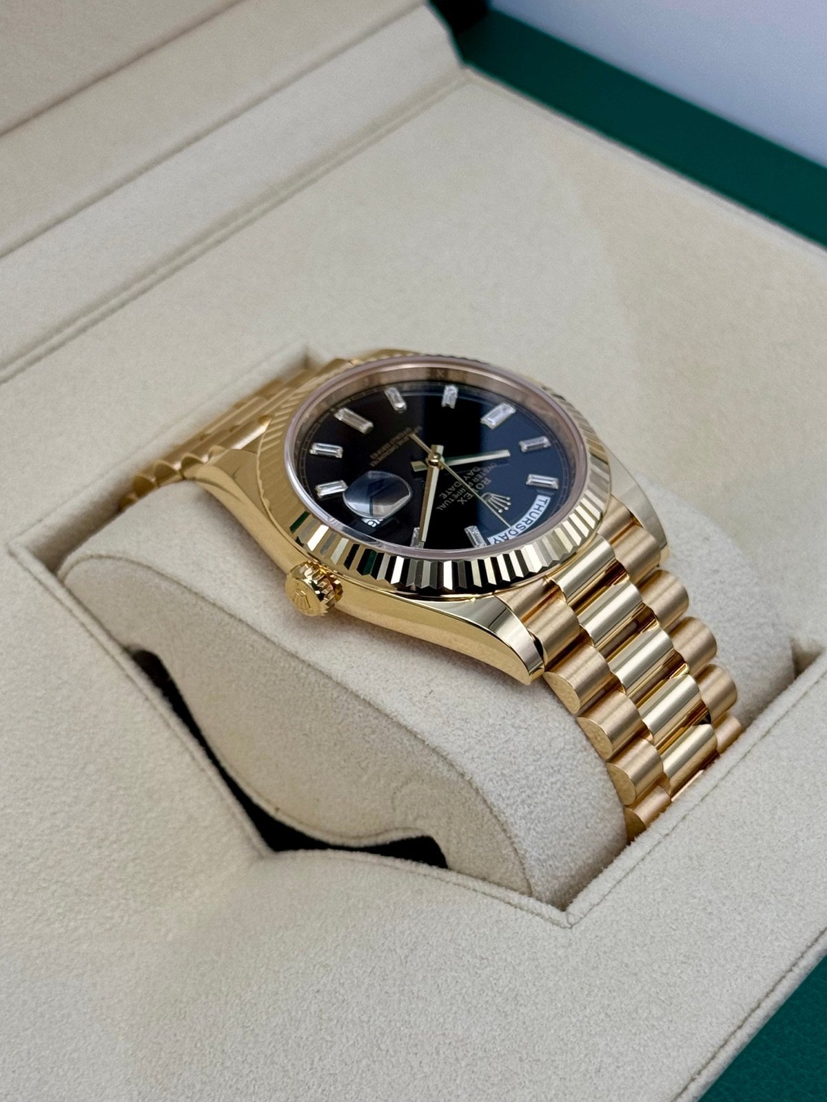 2024 Rolex Day-Date 40mm 228238 Black Diamond Baguette Dial (Unworn) - Image 8