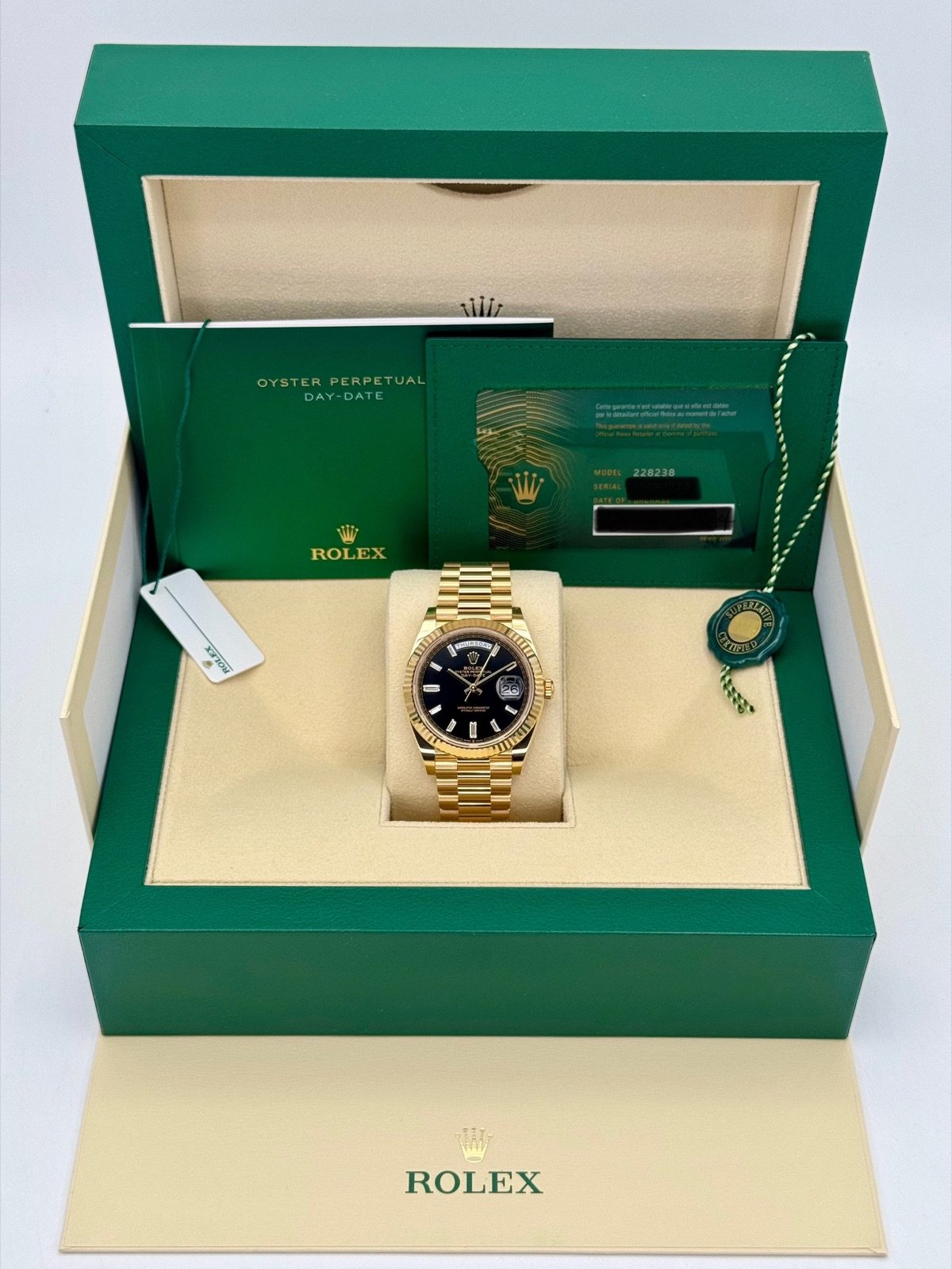 2024 Rolex Day-Date 40mm 228238 Black Diamond Baguette Dial (Unworn) - Image 9