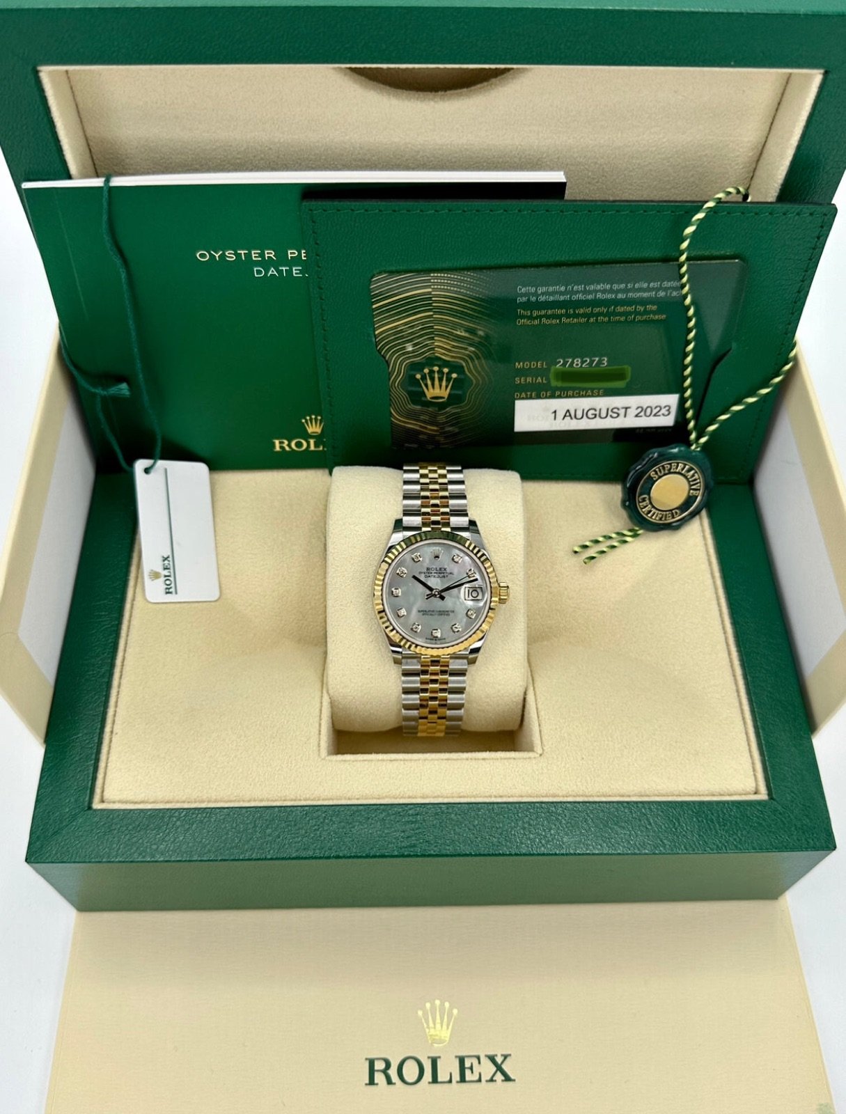 2024 Rolex Datejust 31mm 278273 Two-Tone Jubilee MOP Diamond Dial (Unworn) - Image 11