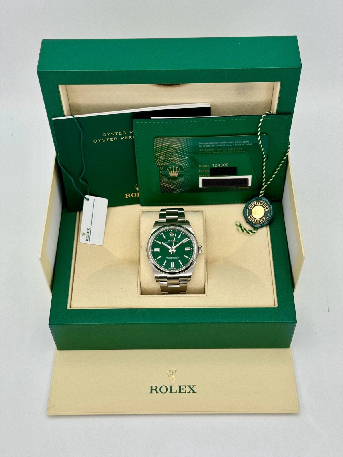 2023 Rolex Oyster Perpetual 41mm 124300 Green Dial (Unworn) - Image 11