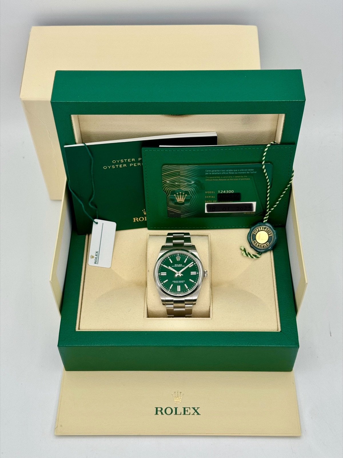 2023 Rolex Oyster Perpetual 41mm 124300 Green Dial (Unworn) - Image 12