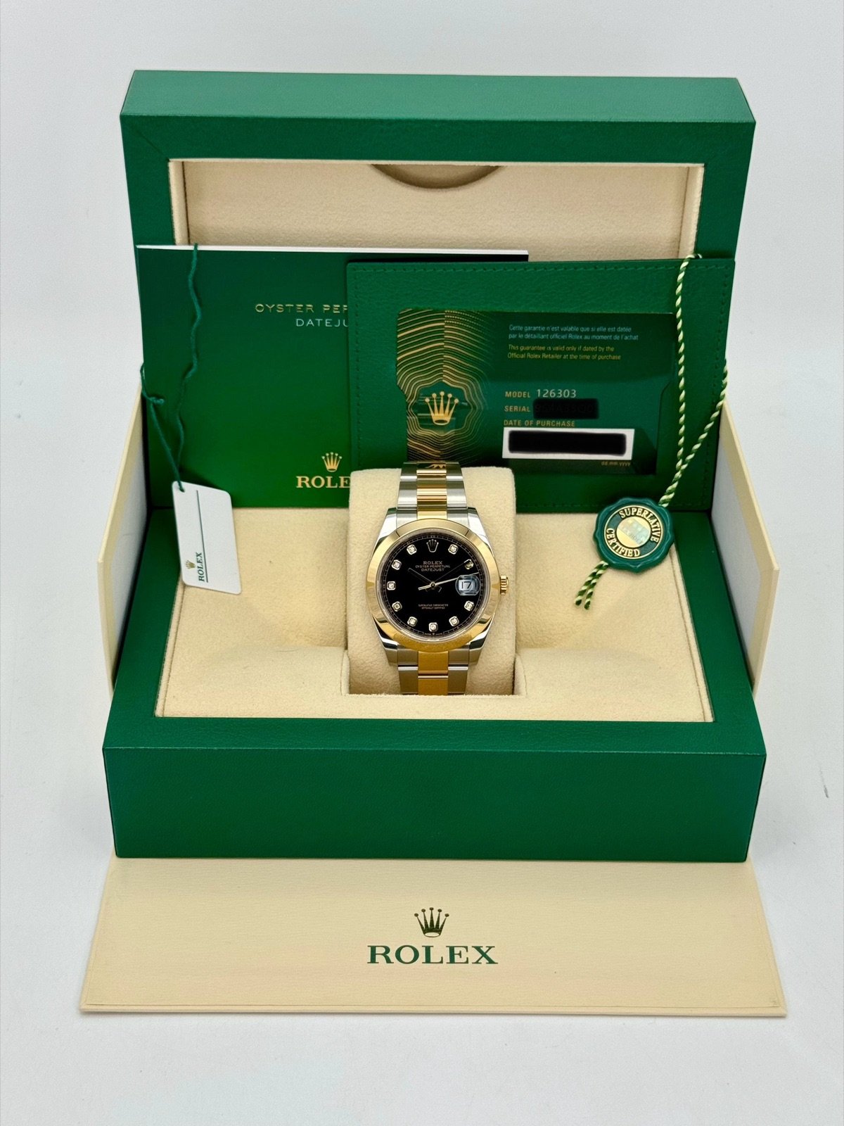2023 Rolex Datejust 41mm 126303 Two-Tone Oyster Black Diamond Dial - Image 11