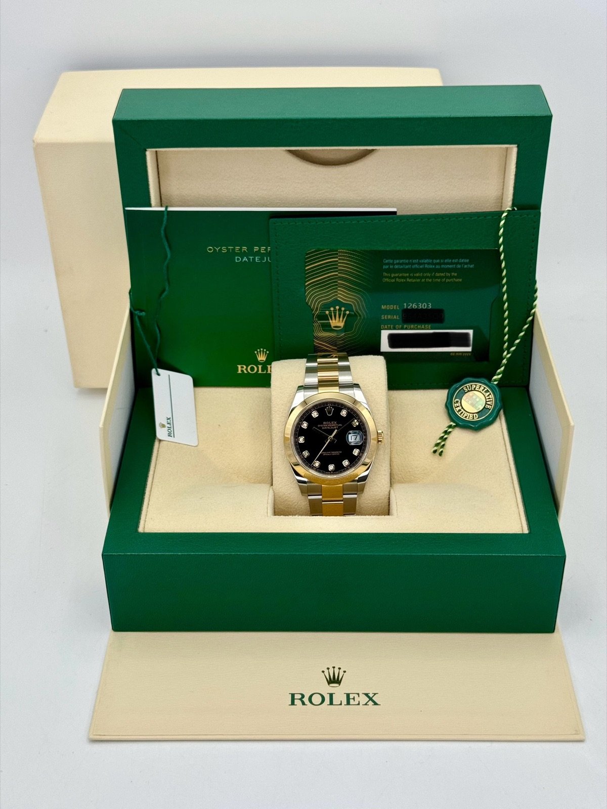 2023 Rolex Datejust 41mm 126303 Two-Tone Oyster Black Diamond Dial - Image 12