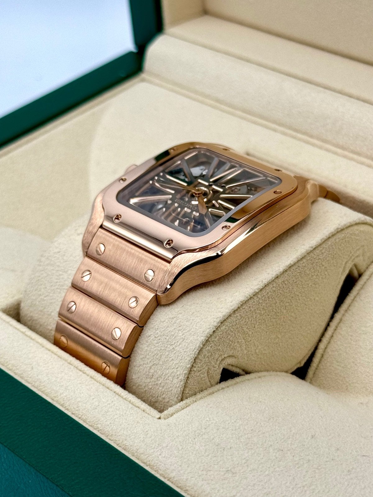 2020 Santos De Cartier 39.8mm WHSA0016 Rose Gold Skeleton Dial - Image 7