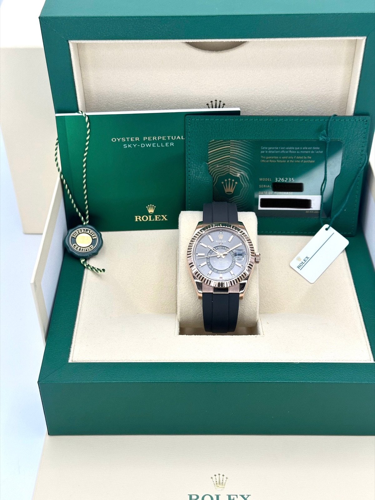 2022 Rolex Sky-Dweller 42mm 326235 Rose Gold Oysterflex Rhodium Dial - Image 2