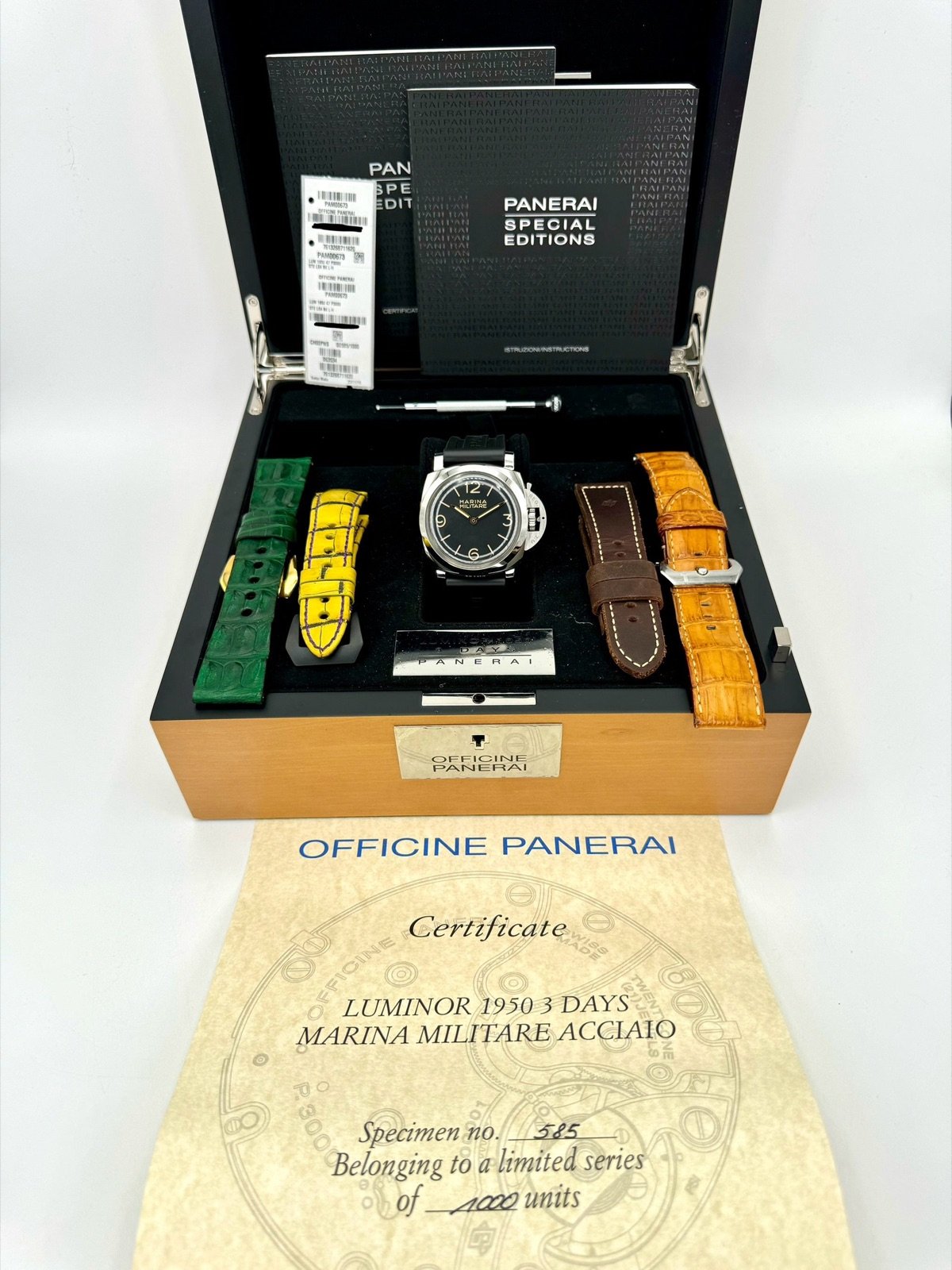 2017 Panerai Marina Militare Luminor 1950 47mm PAM00673 Black Dial - Image 12