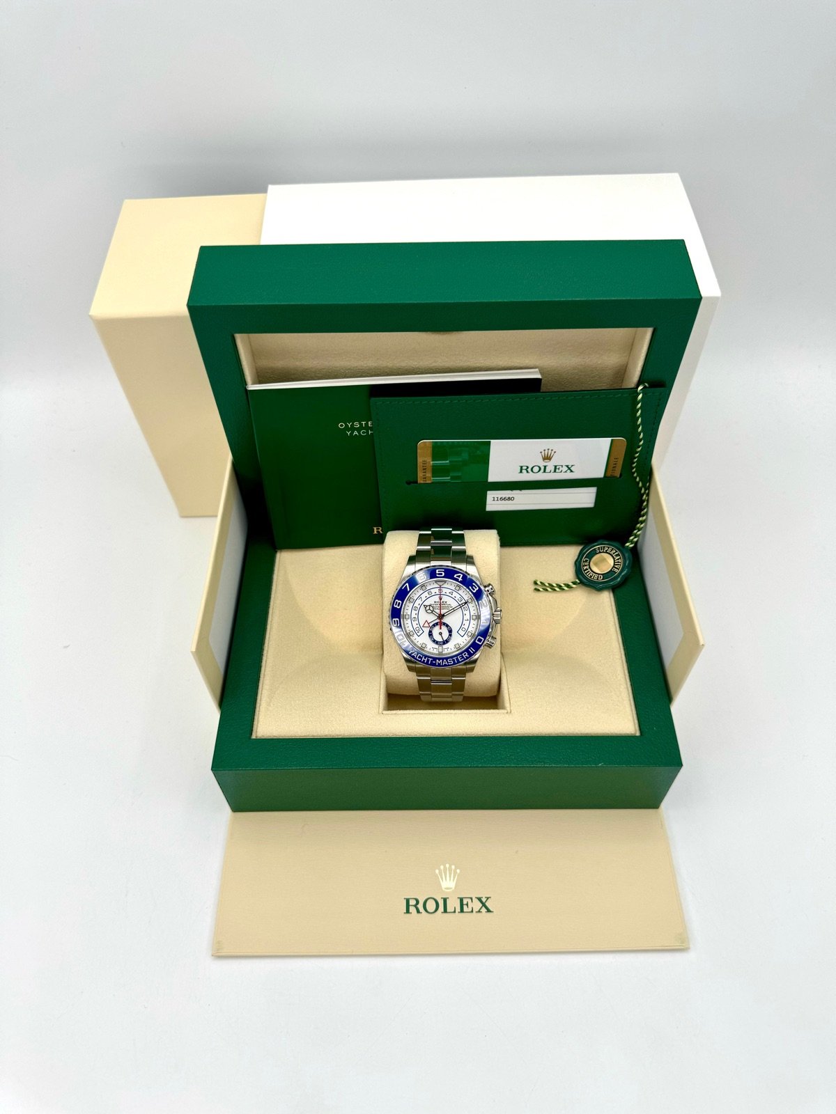 2019 Rolex Yacht-Master II 44mm 116680 Stainless Steel White Dial - Image 12
