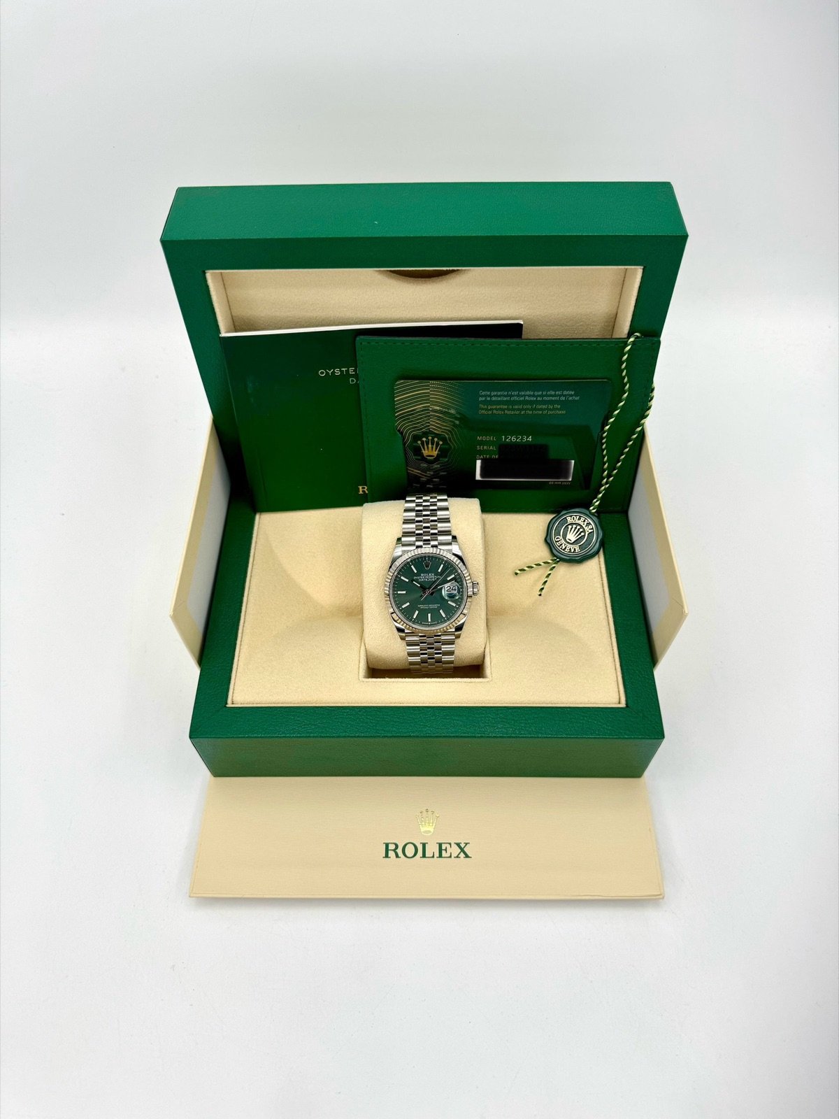 2023 Rolex Datejust 36mm 126234 Stainless Steel Jubilee Green Dial (Unworn) - Image 11