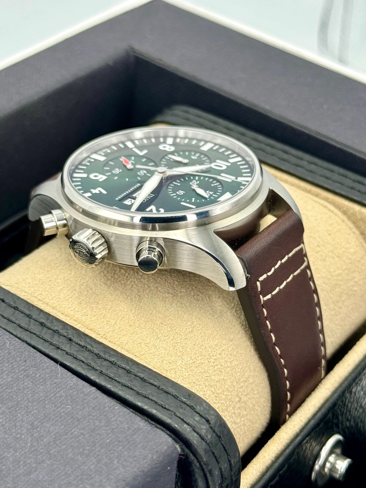 2023 IWC Pilot’s Watch Chronograph 43mm IW378005 Steel Green Dial - Image 8