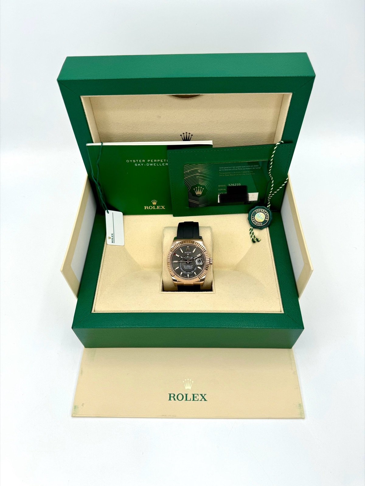 2021 Rolex Sky-Dweller 42mm 326235 Rose Gold Oysterflex Rhodium Dial - Image 11