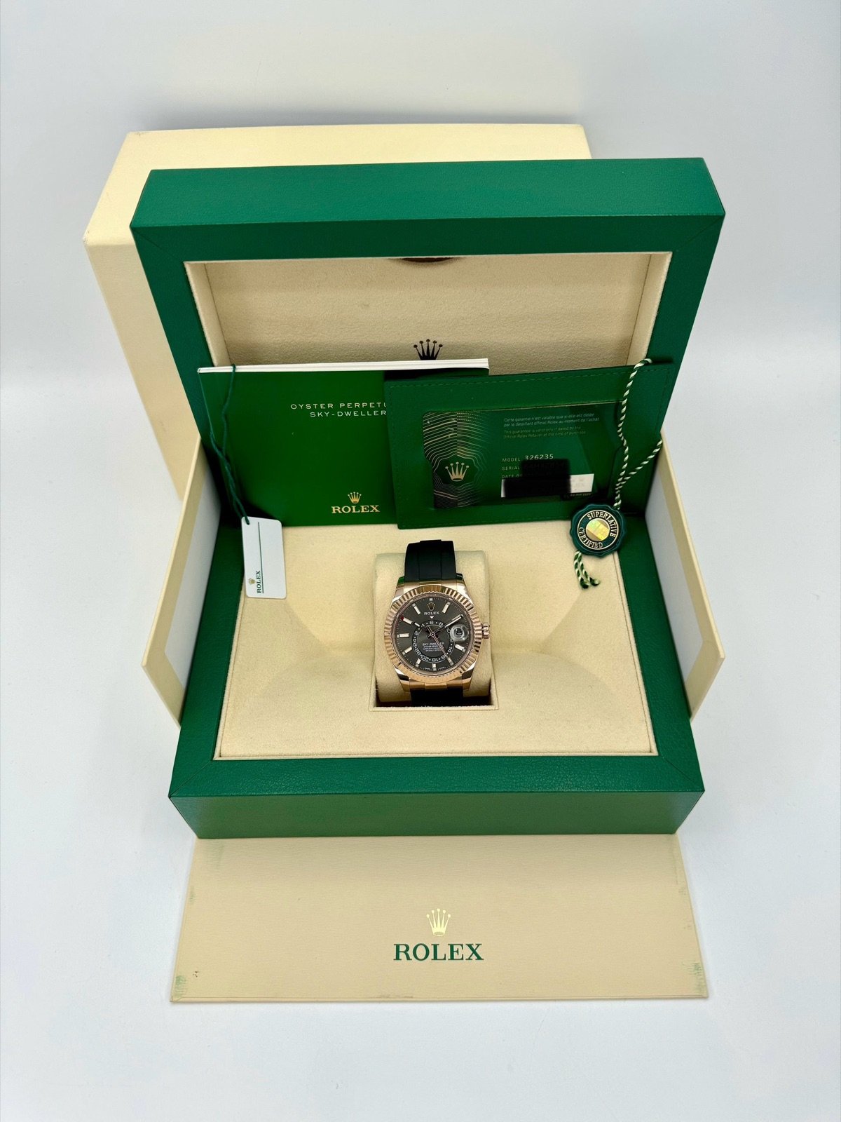 2021 Rolex Sky-Dweller 42mm 326235 Rose Gold Oysterflex Rhodium Dial - Image 12