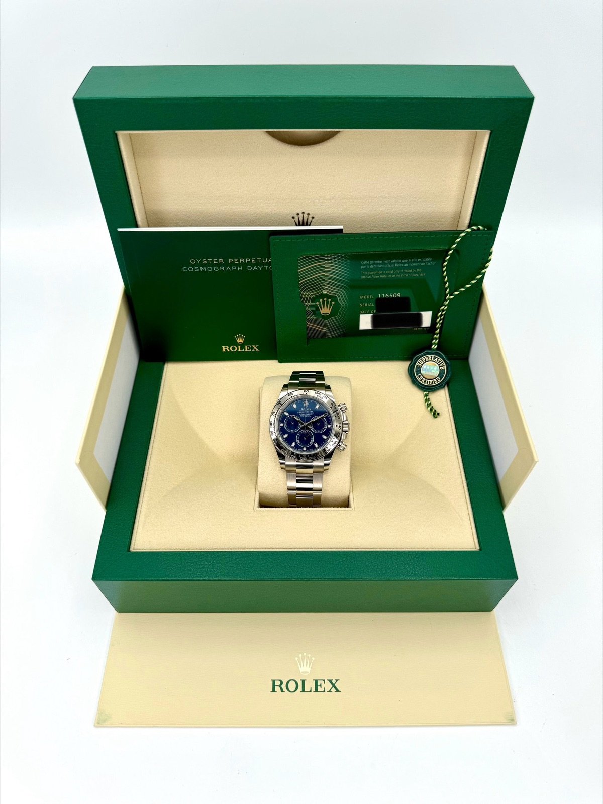 2022 Rolex Daytona 40mm 116509 White Gold Blue Dial - Image 11