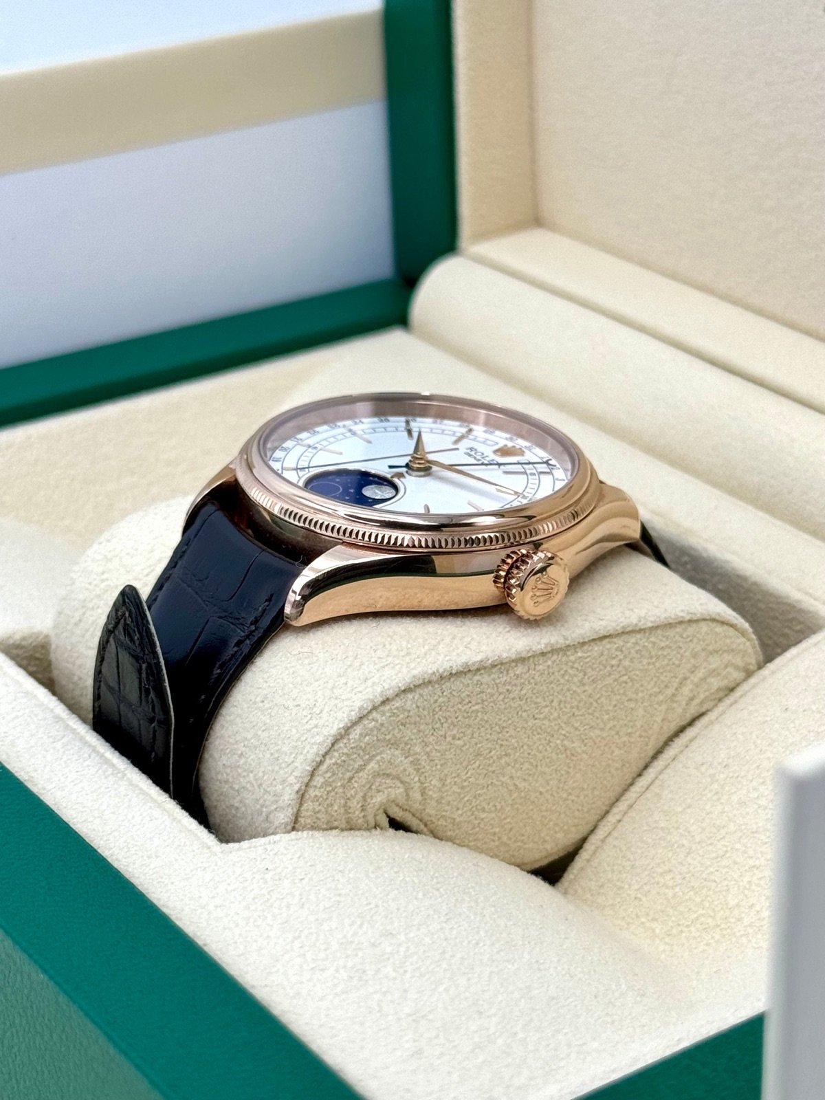 2020 Rolex Cellini Moonphase 39mm 50535 Rose Gold White Dial - Image 5