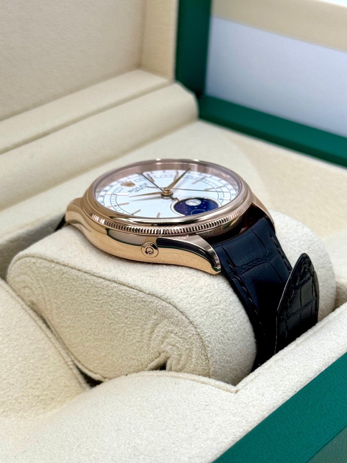 2020 Rolex Cellini Moonphase 39mm 50535 Rose Gold White Dial - Image 6