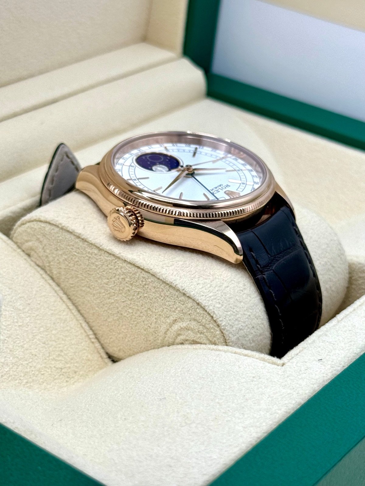 2020 Rolex Cellini Moonphase 39mm 50535 Rose Gold White Dial - Image 8