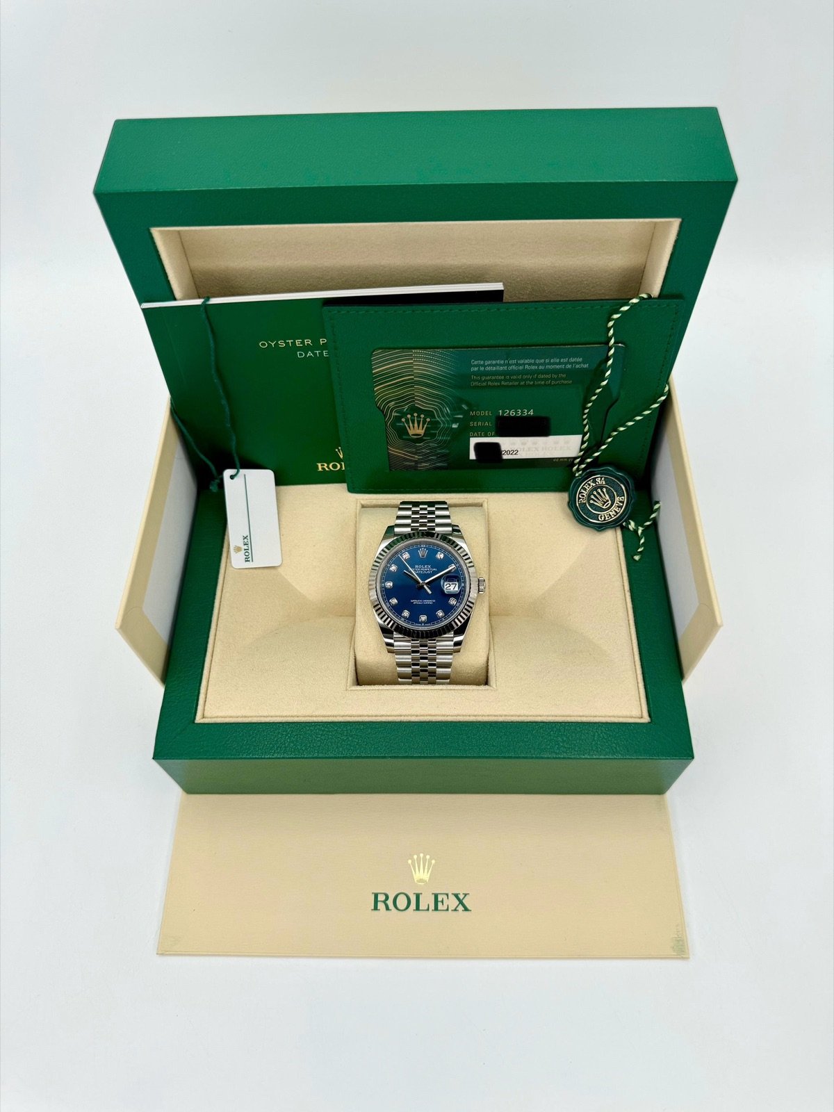 2022 Rolex Datejust 41mm 126334 Jubilee Blue Diamond Dial - Image 10