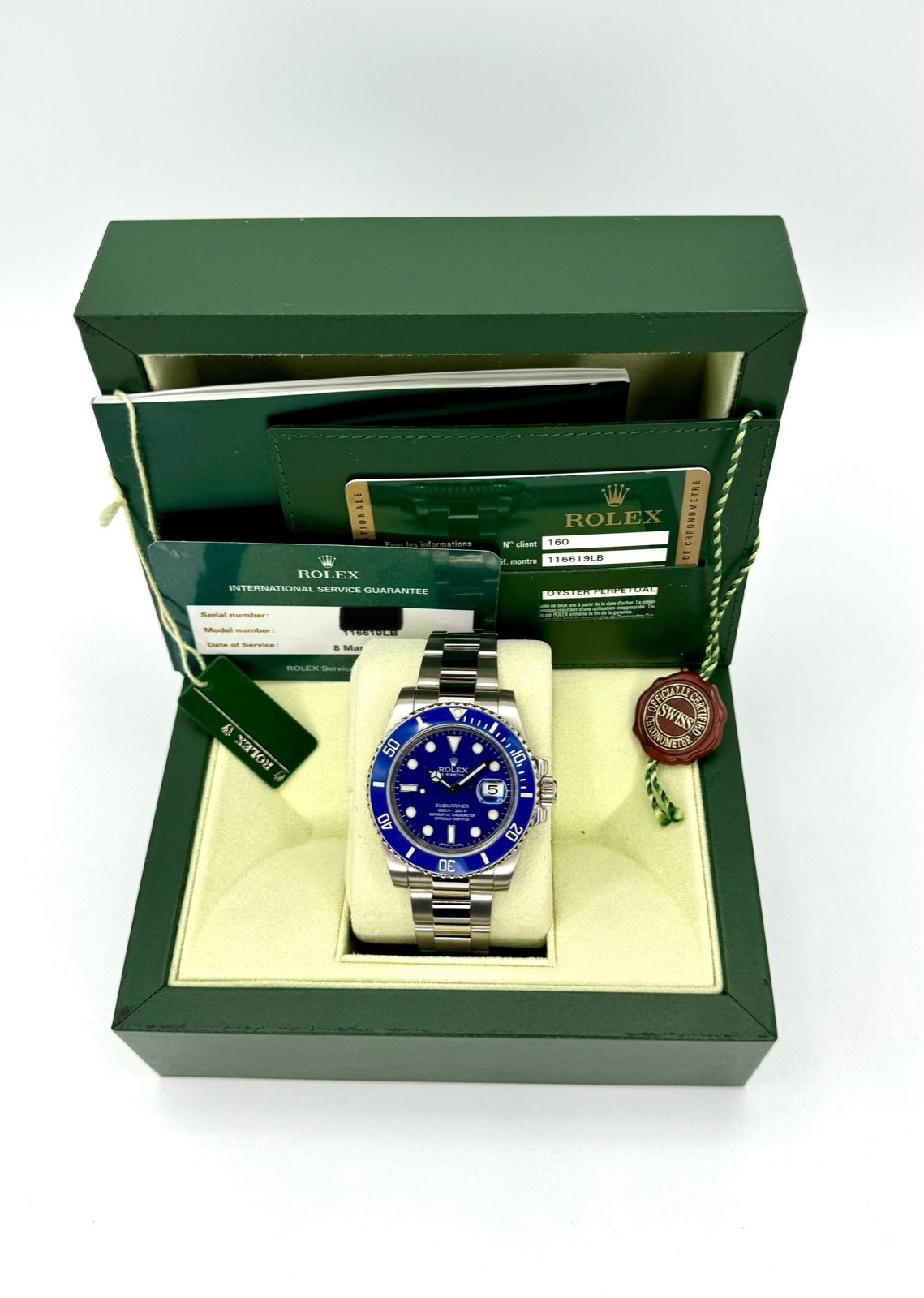 2013 Rolex Submariner “Smurf” 40mm 116619LB White Gold Blue Dial - Image 11