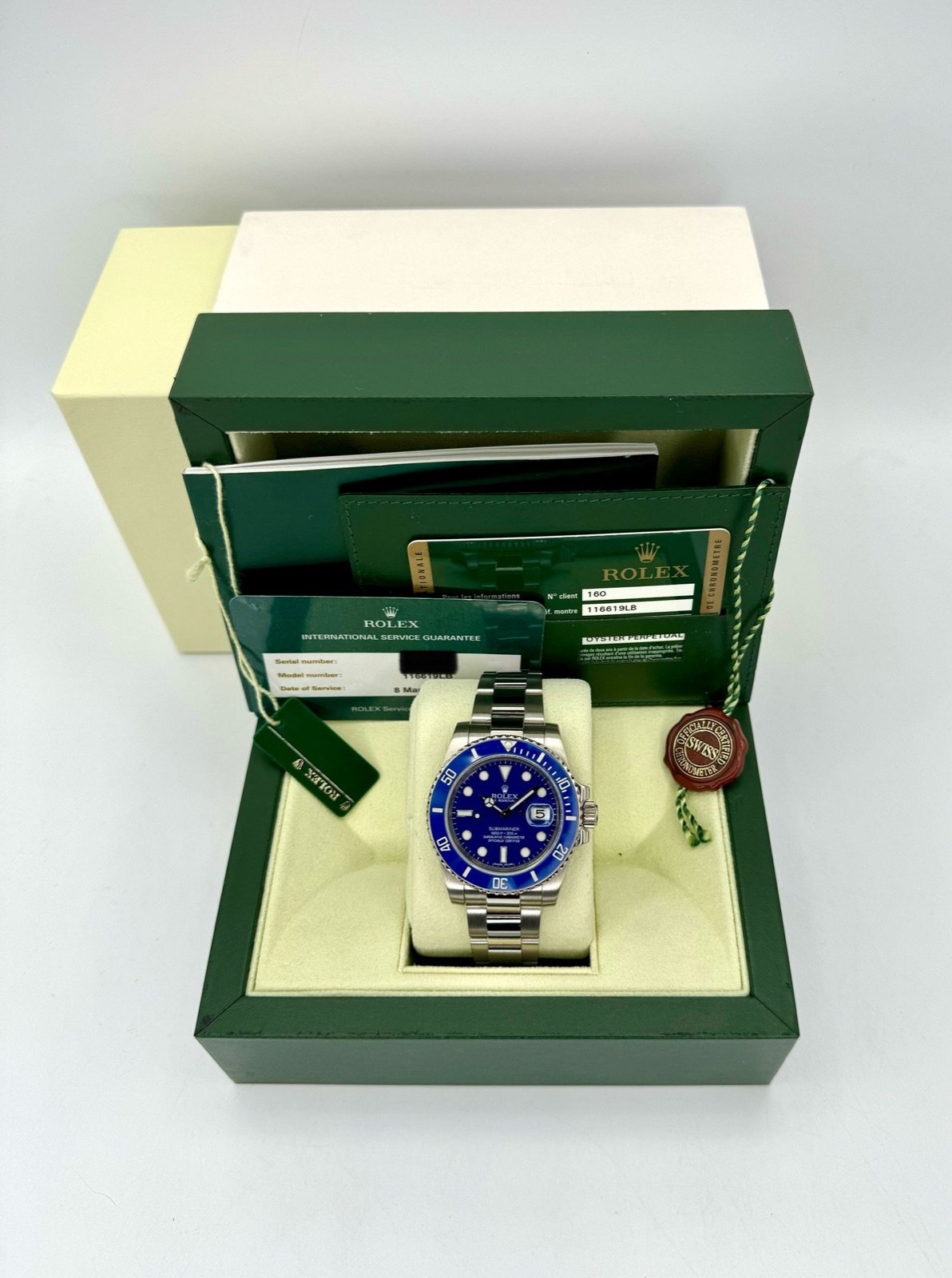 2013 Rolex Submariner “Smurf” 40mm 116619LB White Gold Blue Dial - Image 12