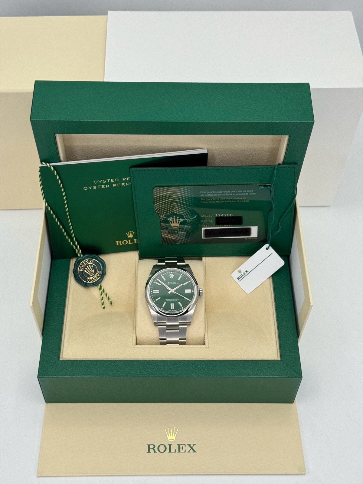 2023 Rolex Oyster Perpetual 41mm 124300 Green Dial (Unworn) - Image 12