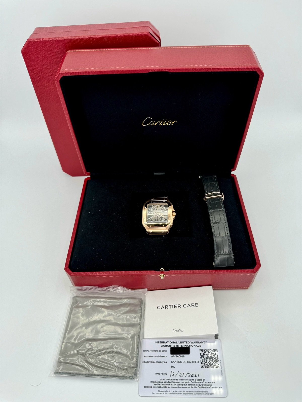 2021 Santos De Cartier 39.8mm WHSA0016 Rose Gold Skeleton Dial - Image 14