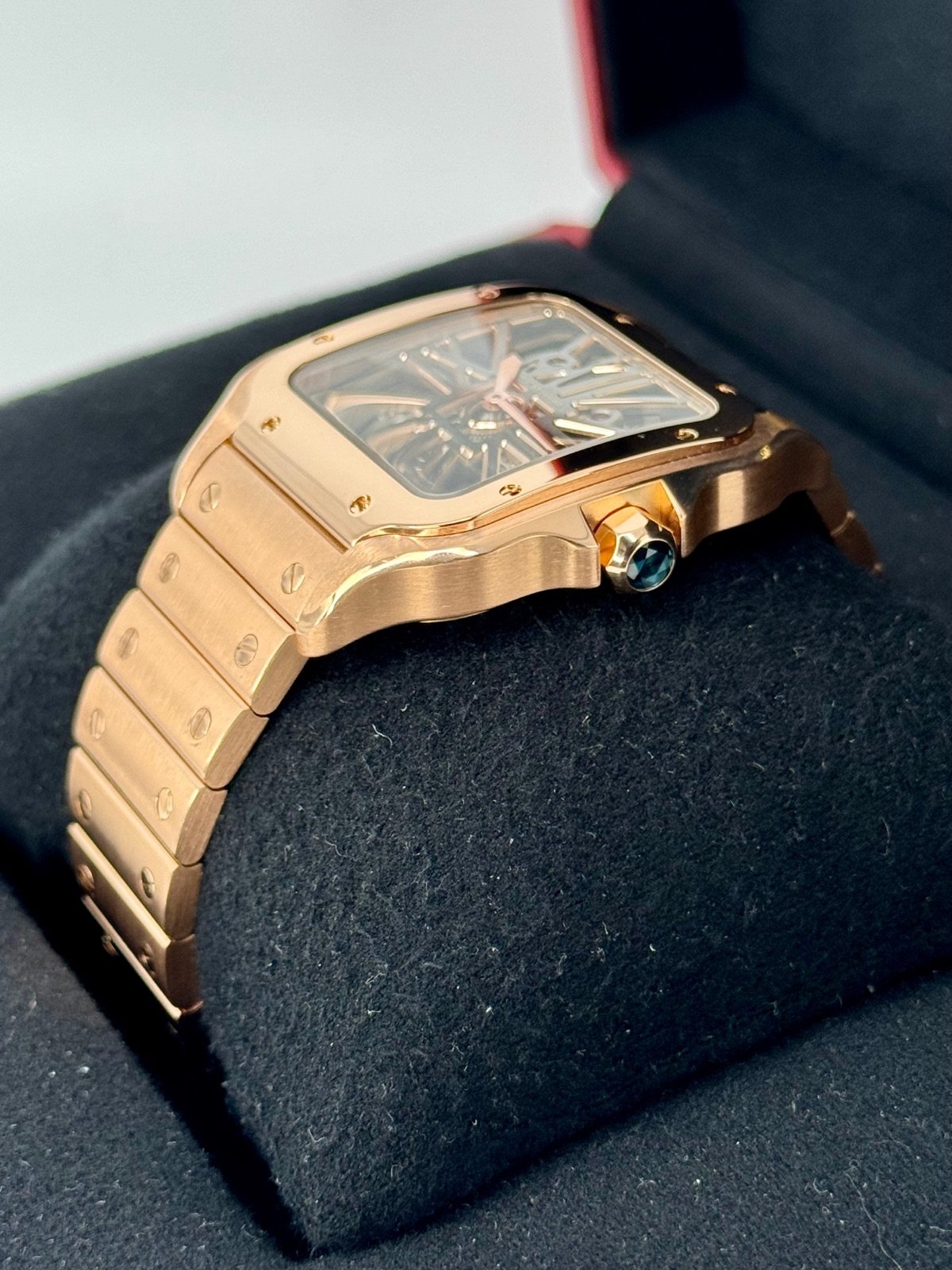 2021 Santos De Cartier 39.8mm WHSA0016 Rose Gold Skeleton Dial - Image 5
