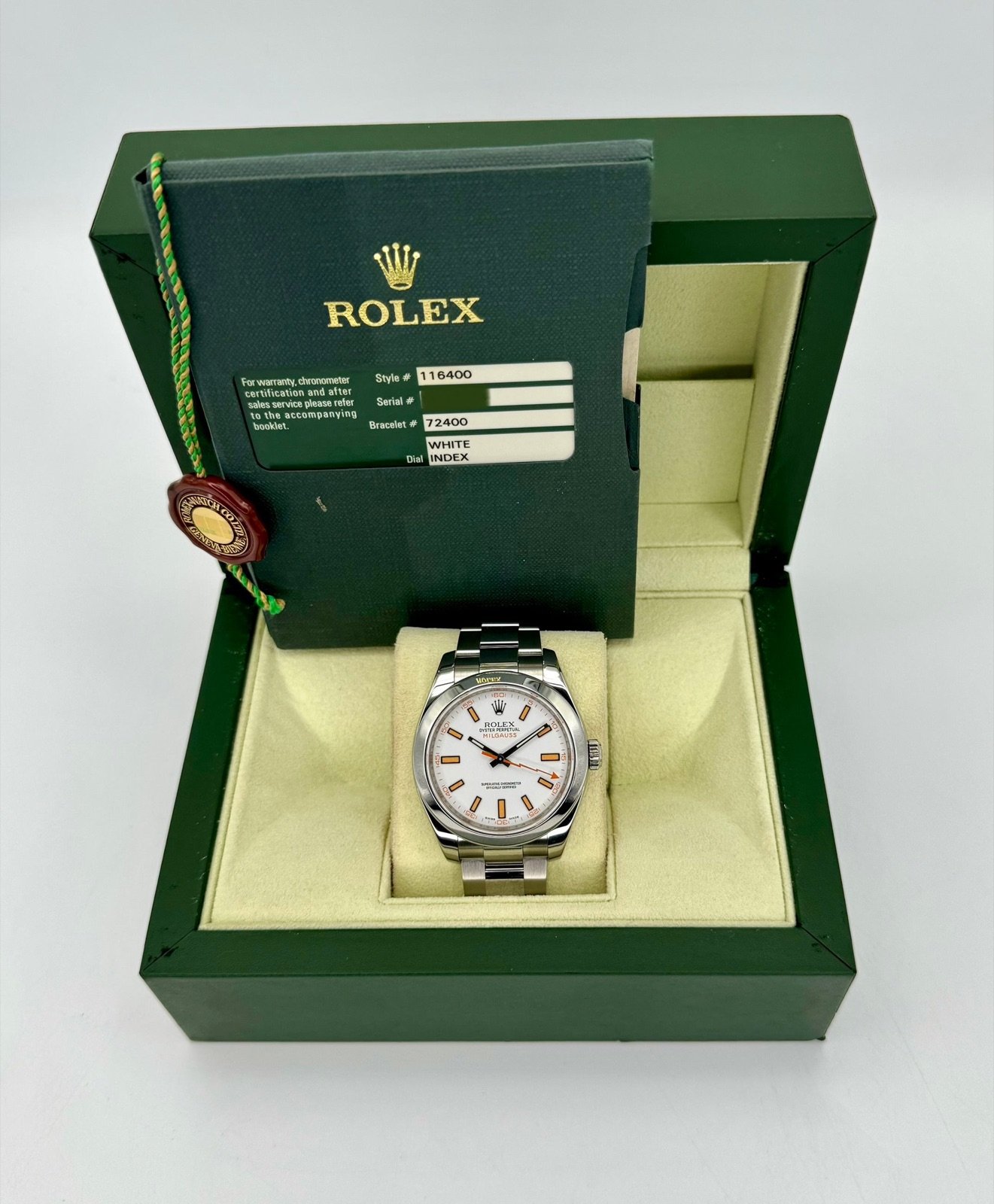 2008 Rolex Milgauss 40mm 116400 Stainless Steel White Dial - Image 11