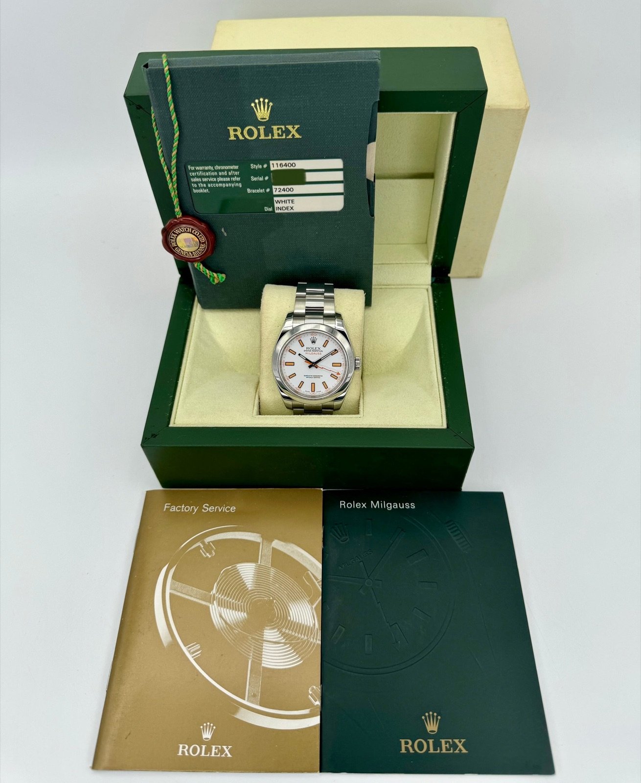 2008 Rolex Milgauss 40mm 116400 Stainless Steel White Dial - Image 12