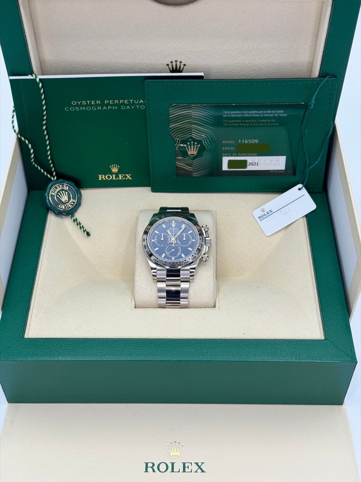 2021 Rolex Daytona 40mm 116509 White Gold Blue Dial - Image 12