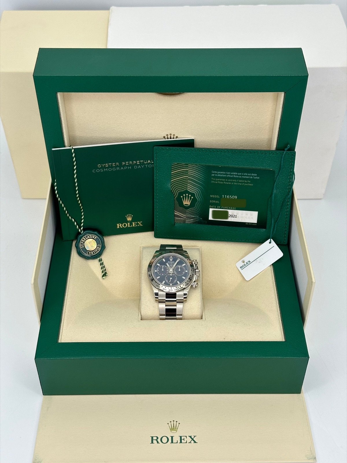 2021 Rolex Daytona 40mm 116509 White Gold Blue Dial - Image 2