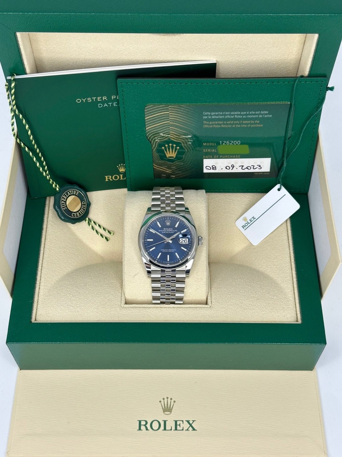 2023 Rolex Datejust 36mm 126200 Jubilee Blue Stick Dial (Unworn) - Image 11