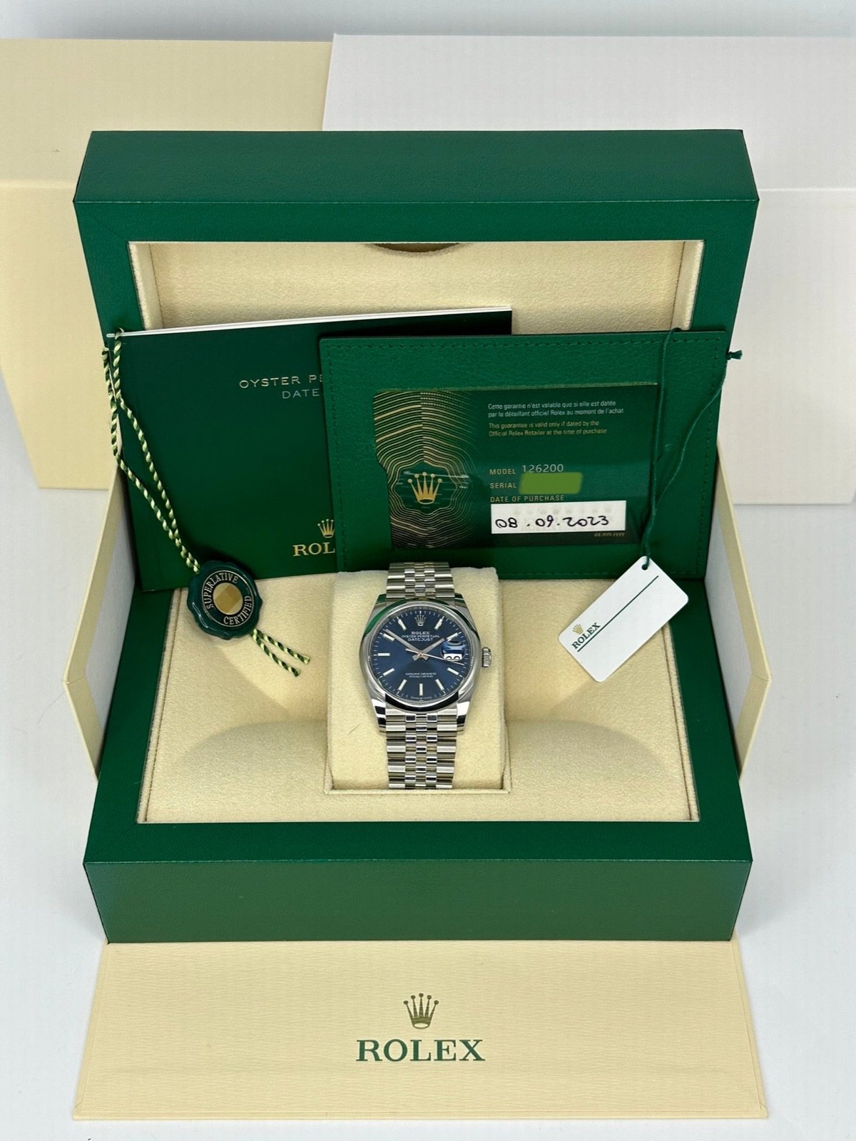 2023 Rolex Datejust 36mm 126200 Jubilee Blue Stick Dial (Unworn) - Image 12