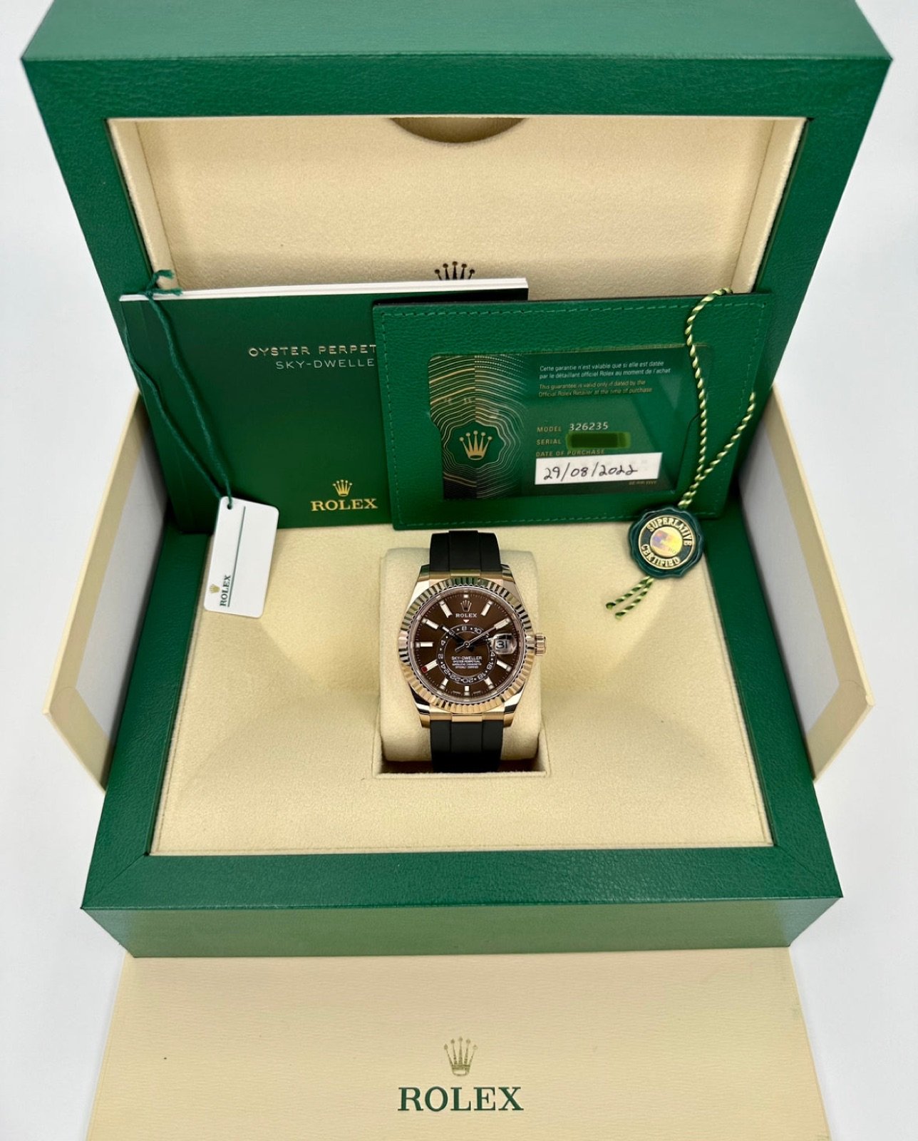 2022 Rolex Sky-Dweller 42mm 326235 Rose Gold Oysterflex Chocolate Dial - Image 11