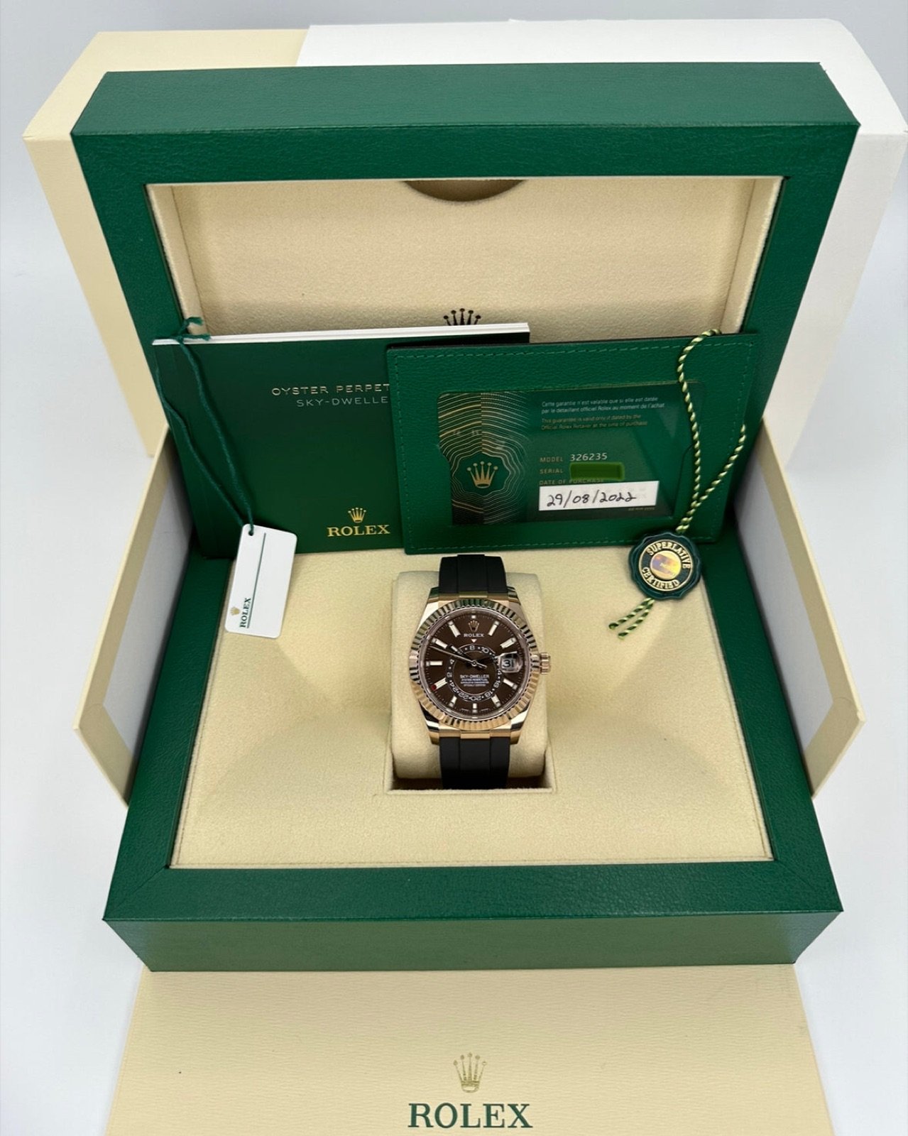 2022 Rolex Sky-Dweller 42mm 326235 Rose Gold Oysterflex Chocolate Dial - Image 12